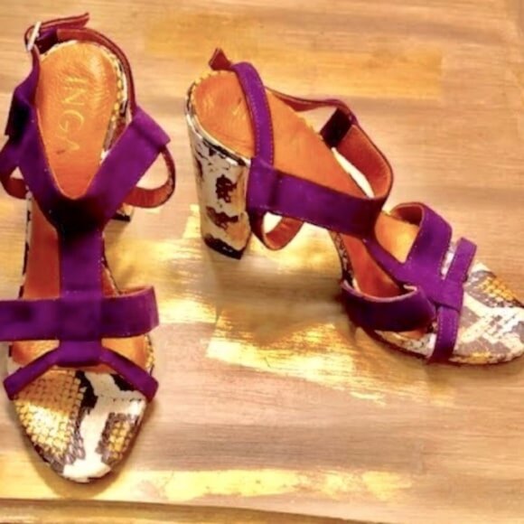 New INGA Savits Designer Italy Rare Snakeskin Slingback Sandal 6 MSRP $1790 - Picture 3 of 12